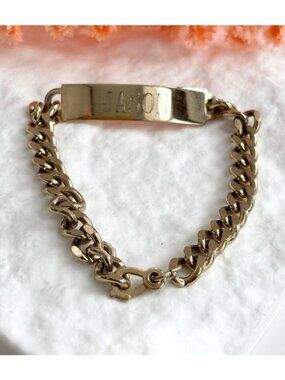 Chainlink Chunky "Jason" Carved Vintage 80's Style Panel Bracelet